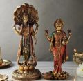 Classy Copper Finished Polyresin Lord Narayan and Goddess Lakshmi Statue