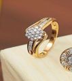 Metal Polished Golden Silver artificial diamond stone ring