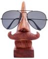 Brown wooden goggles stand