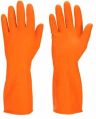 Orange Plain Rubber Hand Gloves