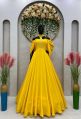 Yellow faux georgette designer padded gown