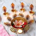 Brass Multicolor Plain peacock candle holder