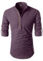 Mens Purple Plain Cotton Kurta Shirt