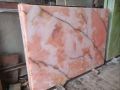 Polished onyx pink marble slab