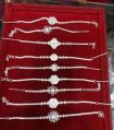 Polished designer sterling silver rakhi