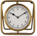 Battery Round analog golden table clock