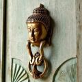 Polished Golden Green brass buddha door knocker