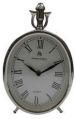 Battery White Silver oval shape analog table clock