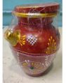 Polished Round Red clay painted karwa chauth pot