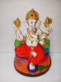 Polished Multi Color Painted Fiber Ganesha Statue