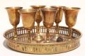 Vintage Brass Glass & Tray Set