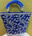 Ladies Dark Blue Embroidered Handbag
