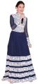 Fs2050 Georgette Embrodary Work Blue Semi Stitched Anarkali Type Gown