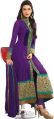 FS1060 Georgette Embrodary Work Purple  Semi Stitched Staight Suit