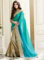 Sky & Gold Embroidered Bridal Saree
