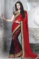 ETHNIC RED & BLACK EMBROIDERED DESIGNER PARTY WEAR SAREE
