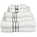 Black Striped White Cotton Hotel Towels