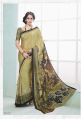 Fibers Mehandi Color Crepe Silk Saree