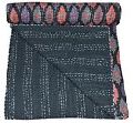 Ikat Kantha Stitch Reversible Bedspread