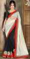 Stylish Georgette Designer Saree with Black and White Color - 9291
