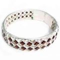 CUT-B-002 Silver Gemstone Bangle