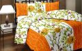 Floral Printed Cotton Orange AC Single Bed Blanket