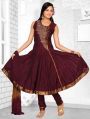 Dark Maroon Cotton Silk Anarkali Set