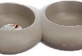 two stone dog food bowls