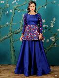 KF Alluring Royal Blue Embroidered Peplum Top Gown