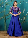 KF Stylish Royal Blue Embroidered Anarkali Gown