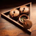 Wooden Spice 3 Container Tray Set