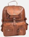 Large Leather Rucksack With Pockets