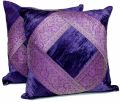 2 Traditional Banarsi Silk Brocade Velvet Indian Ethnic Decorative Purple Throw Pillow Cushion Cover