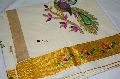 kerela cotton peacock embroidered sarees