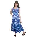 Indian Blue Cotton Long Evening Gown Dress