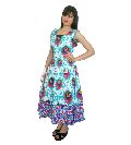 Long Peacock Printed Evening Gown Dress