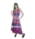 Handicrunch Cotton Cotton Pink peacock feather mandala sleeveless evening mermaid maxi party dress