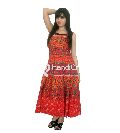 Red Rajasthani Printed Nightwear Evening Gown