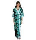womens green skull printed mandala kimono robe