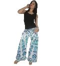 White and light blue color mandala printed summer palazzo pants