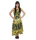 Yellow Printed Designer Round Neck Long Evening Gown