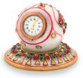 Little India Gold Painted Handmade Round Marble Table Clock