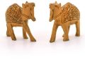 Little India Hand Carved Wooden Camel Pair Handicraft Gift