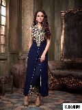 blue Georgette Embroidery Straight cut Salwar suit