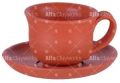 Terracotta Clay Cup and Saucer