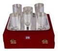 Silver Glass Set With  Tray