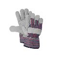 Double Layer Split Leather Palm Work Glove with Safety Cuff