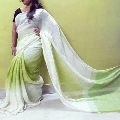 White and Green Linen Sarees