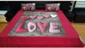 Love Print Velvet Double Bed Sheet Set
