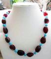 NE-1263  Onyx Stone Glass Beads work necklace